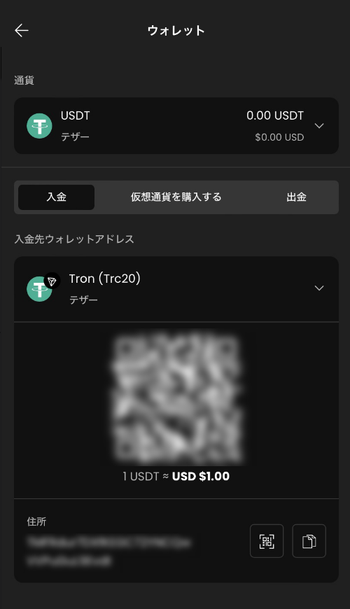シーベット・テザーで入金