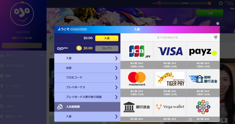 プレイオジョ入金画面